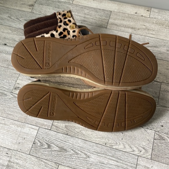 Sperry Topsider Hikerfish Linen Leopard Boots GUC - Picture 14 of 16